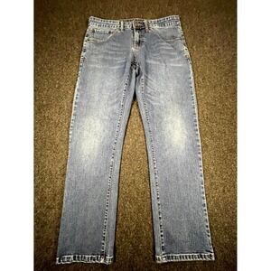 Izod Jeans Womens 31x28.5 Blue Whisker Denim Cotton Comfort Stretch Straight Leg